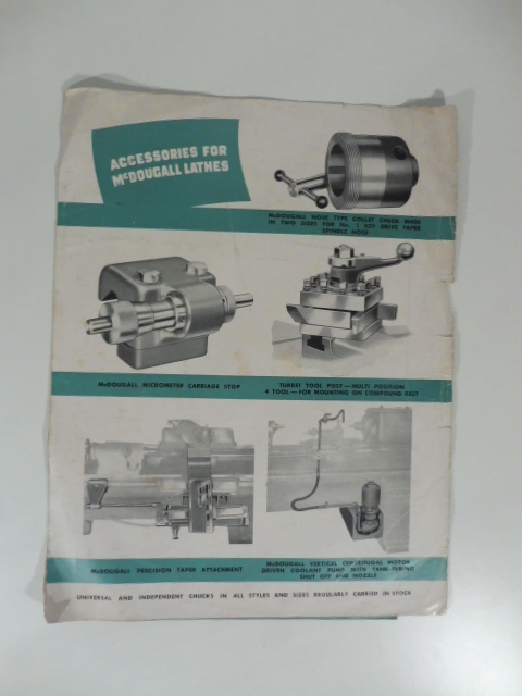 McDougall manufacturers of precision made machine tools. Pieghevole pubblicitario